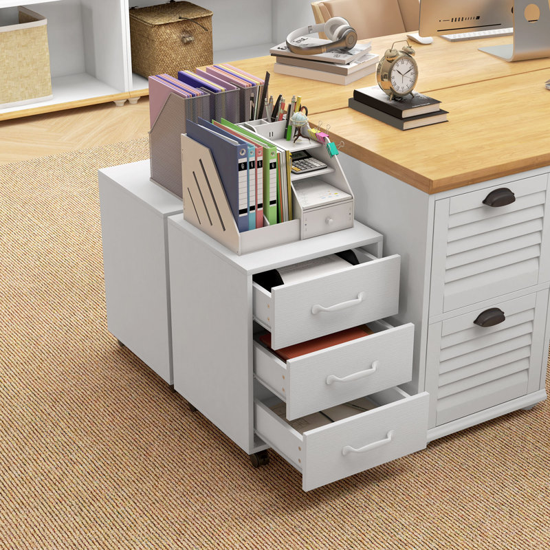 Erve 40cm Wide 3 -Drawer Mobile File Cabinet, White