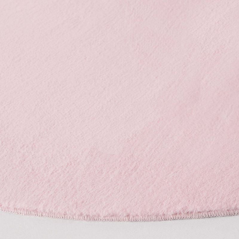 Tapis rose en polyester tissé à la machine, Rond 6 pi