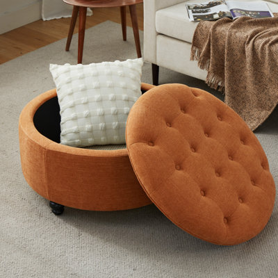 Daquasha 30" Wide Tufted Round Cocktail with Storage