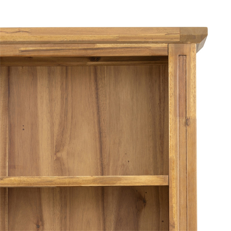 Tall Brown Solid Wood Rustic Bookcase with Storage Baskets