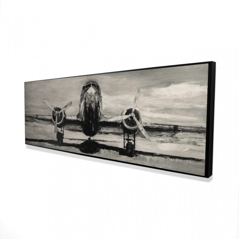 "Sépia avion" sur toile, H 20 po x l 60 po