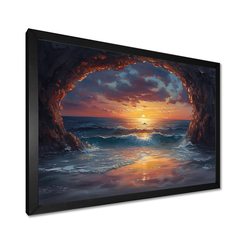 Sarmiento - Beach Wall Decor, Black Single Picture Framed Canvas, 12" H x 20" W x 1" D
