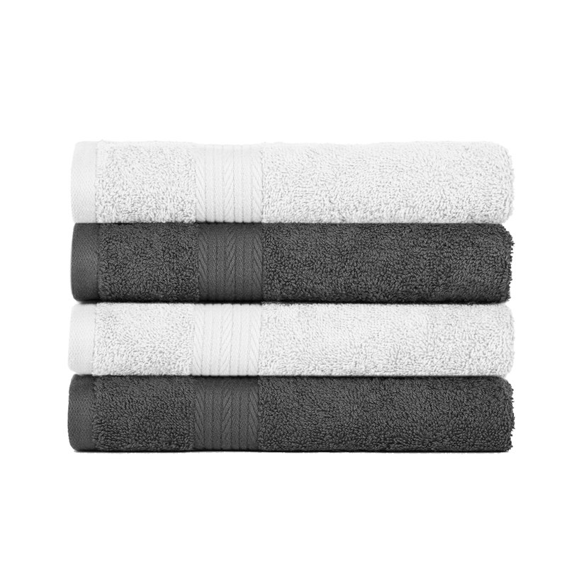 Hand Towel 100% Cotton 600 GSM Assorted Colors, White/Gray