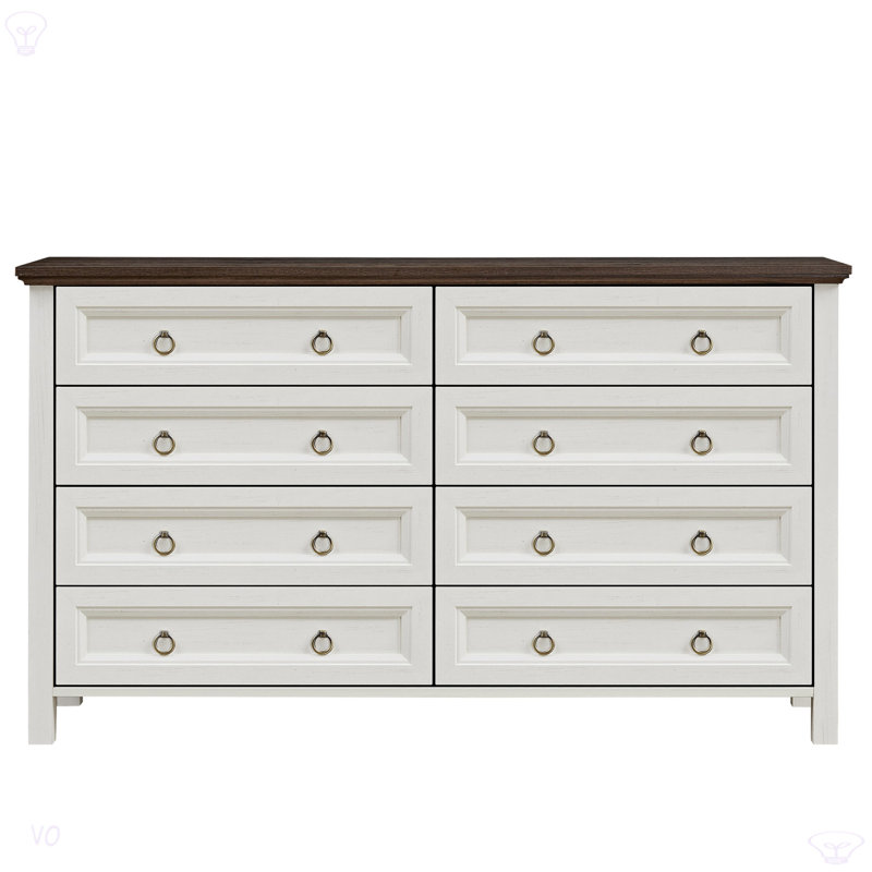 Commodes de ferme 8 tiroirs Farmhouse, Noyer/blanc
