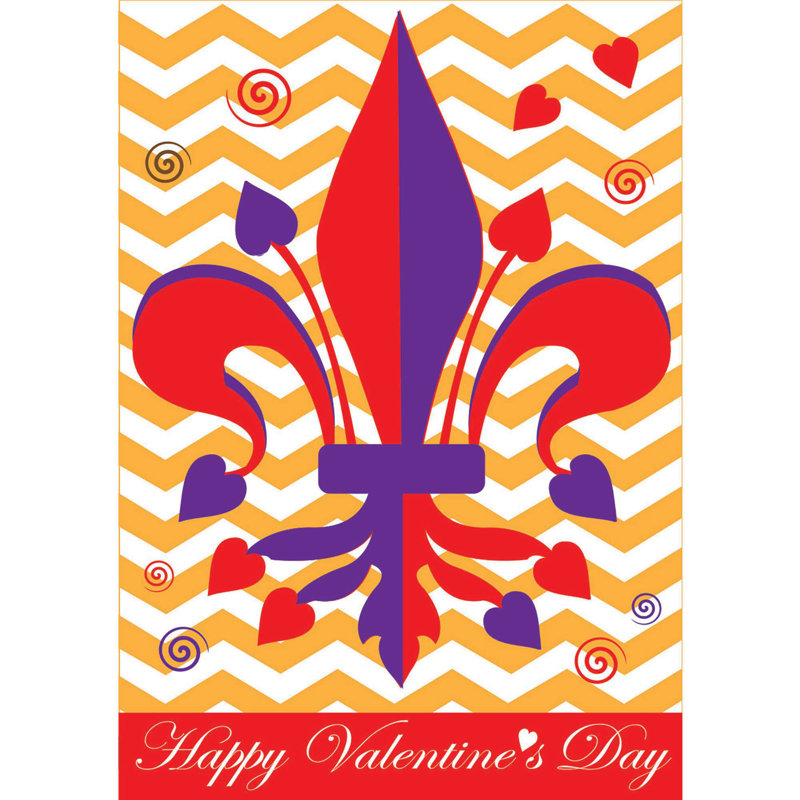 Drapeau Saint-Valentin Fleur-De-Lis 29 x 42, H 42 po x l 29 po