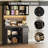 Kitchen Pantry Cabinet,71 in Tall Storage Cabinet with Doors and Shelves Adjustable, Kitchen Storage Hutch with Microwave Shelf , Led Lights and Charging Station,Corner Pantry Cabinet, Black-1252951222