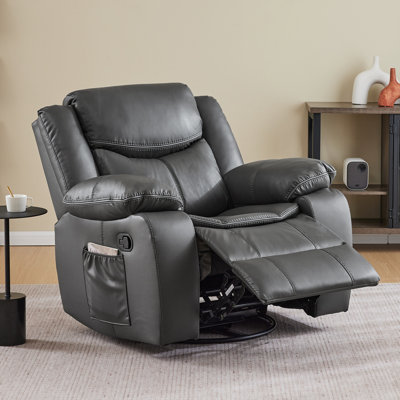 Crovetti PU Leather Recliner Chair with Rocking and Swivel Living Room Chair Home Theater Seat
