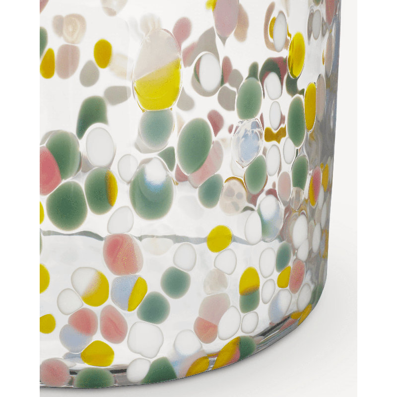 Meadow Glass Table Vase, 4.5" H x 4.3" W x 4.3" D, White/Pink/Yellow/Green