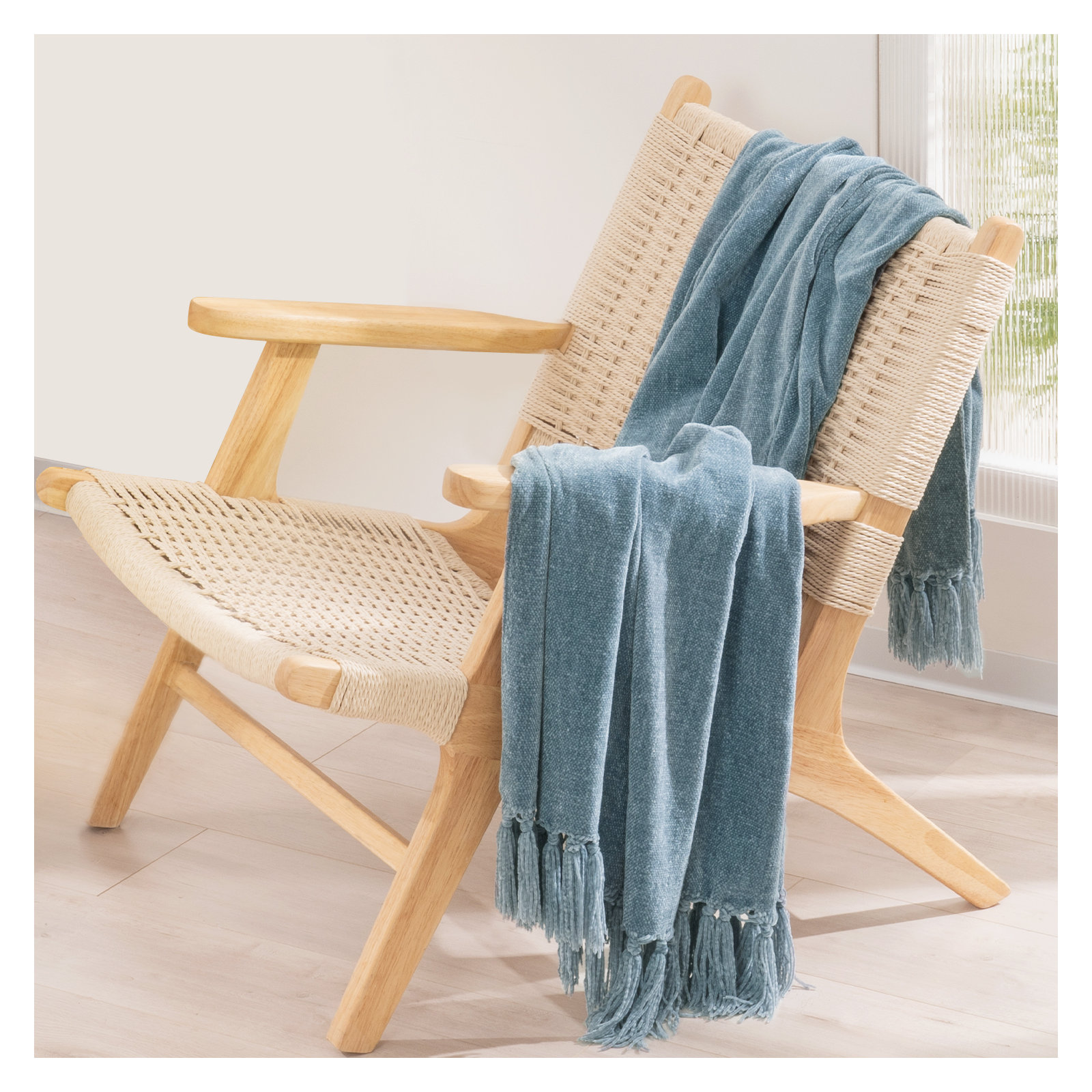 Soft Chenille Throw Blanket, 80" L x 60" W, Cloud Blue