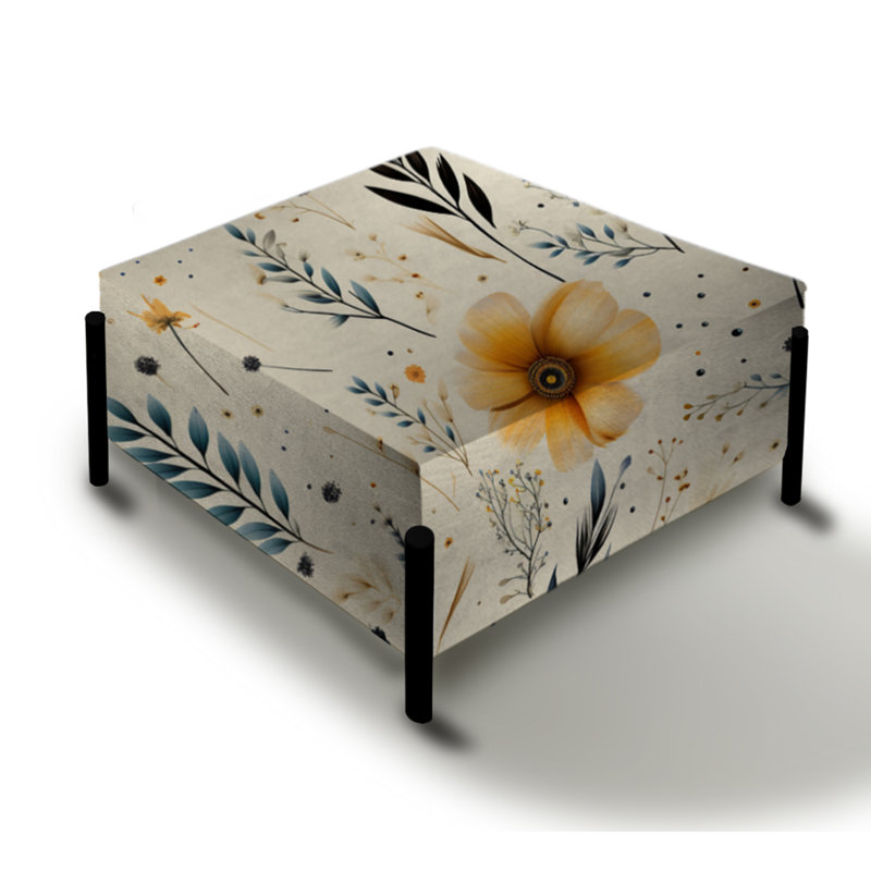 Motif Nomadic Whispers Boho - Grand repose-pieds carré géométrique