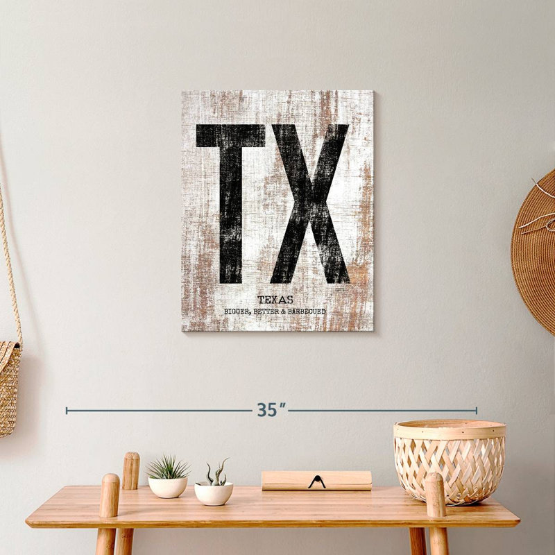 Texas Bigger Better and Barbecued sur toile, H 20 po x l 16 po x P 1,25 po