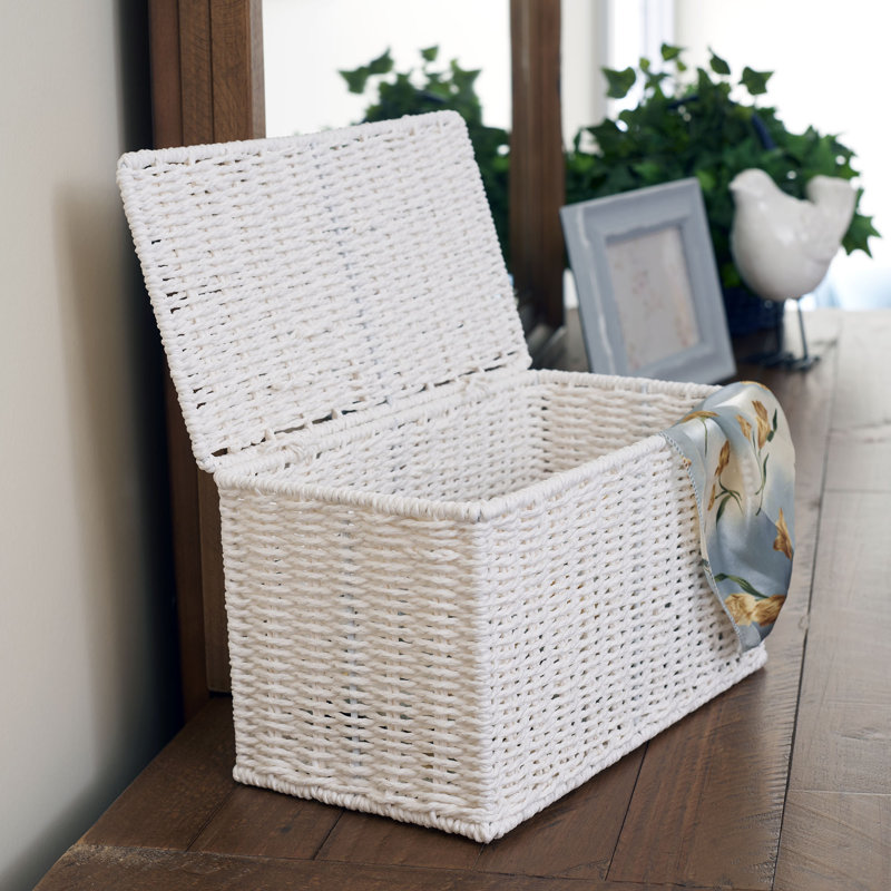 Boîte en papier et osier, Blanc