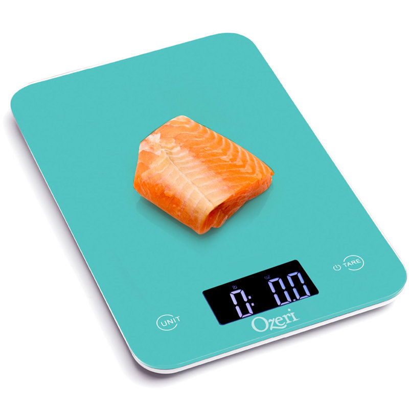Ozeri Touch Professional Digital Kitchen Scale (12 lbs Edition) in Tempered Glass, Teal Blue