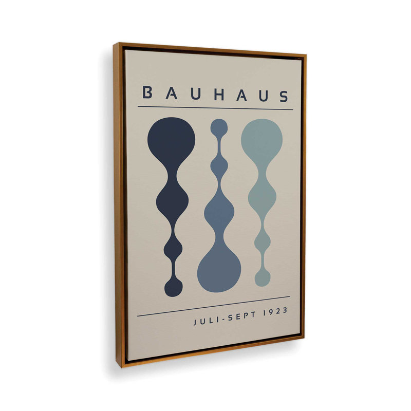 «Midnight Retro Bauhaus», reproduction sur toile encadrée, Cadre flottant or poli, H 18,75 po x l 12,75 po, Minuit minuit