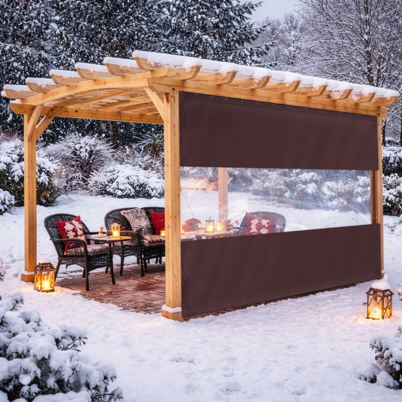 Heavy Duty Outdoor Clear Panel Curtain, All Weather Resistant Tarp Curtain for Pergola Porch Gazebo, Privacy Screen, Blackout Curtains(7 x 4 ft)