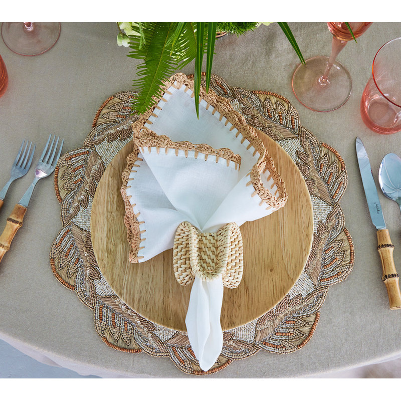 Winding Vines Placemat, Ivory/Natural/Gold