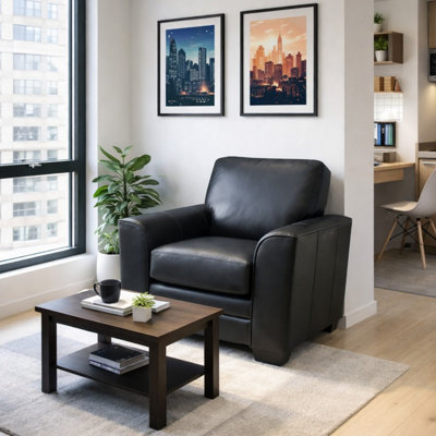 Nadin Premium Leather Chair with Plush Pillow Back Cushions
