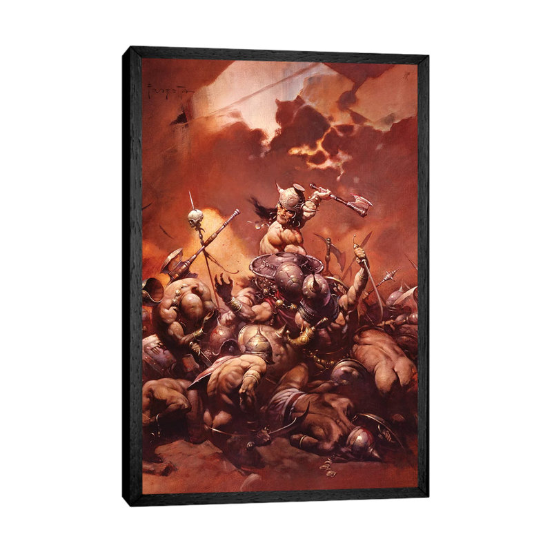 Destroyer by Frank Frazetta - Print on Canvas, 66.04 cm H x 45.72 cm W, Black Framed Canvas