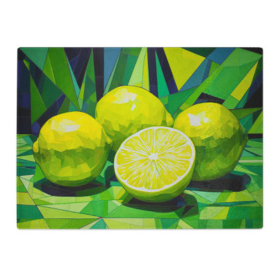 Lime Fruit Geometric  Glass Chopping Board