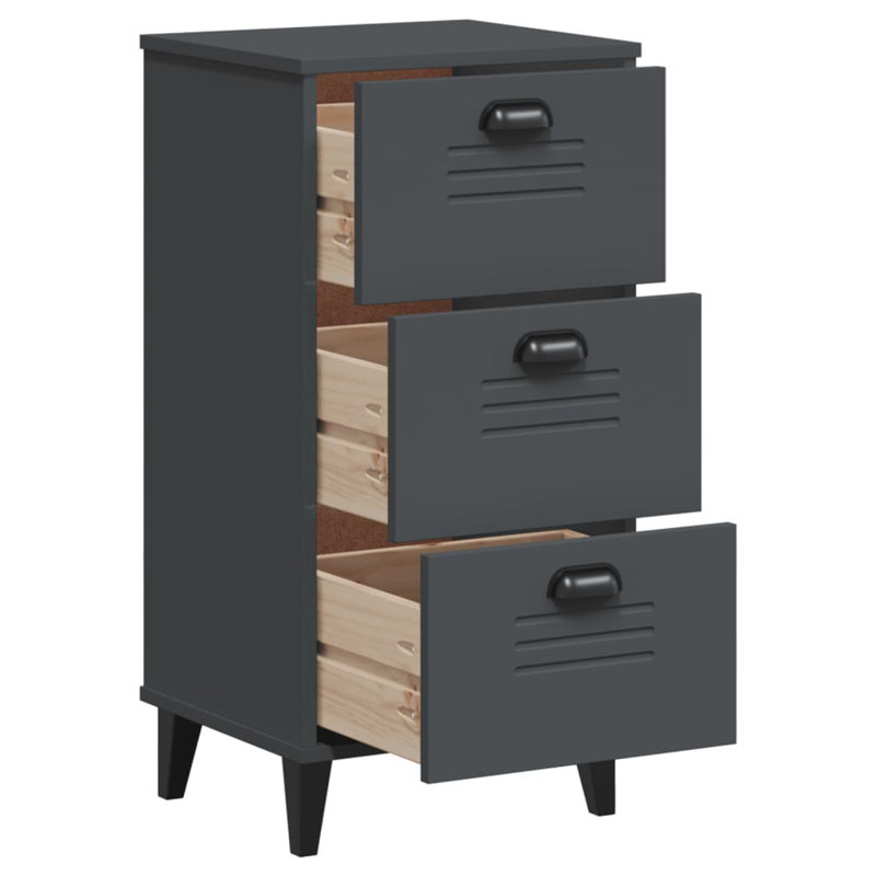 Angelice 40cm W Plastic Bedside Table, Anthracite Grey