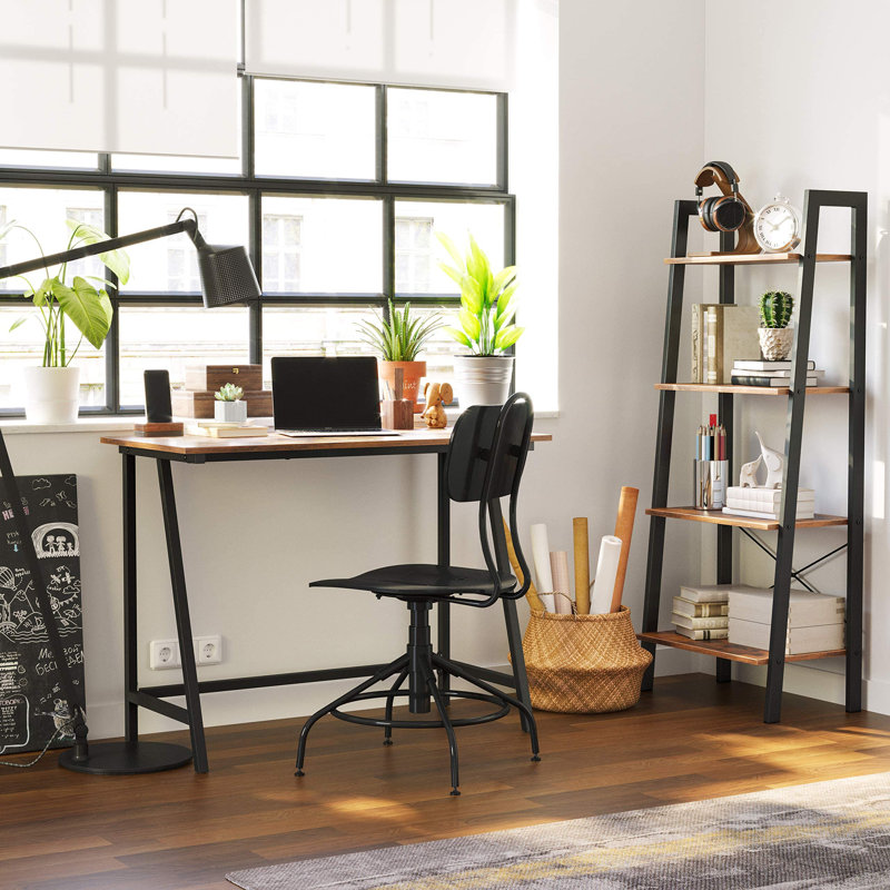 Mariners Metal Base Writing Desk, Rustic Brown