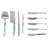French Home Essential 9-Piece Laguiole Cheese Knife and Spreader Set with Shades of Blue Handles
