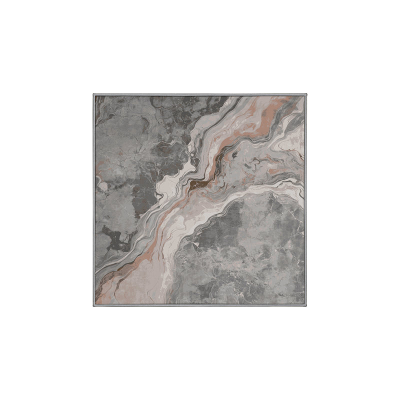 Machine Washable Gray Area Rug, Square 7'