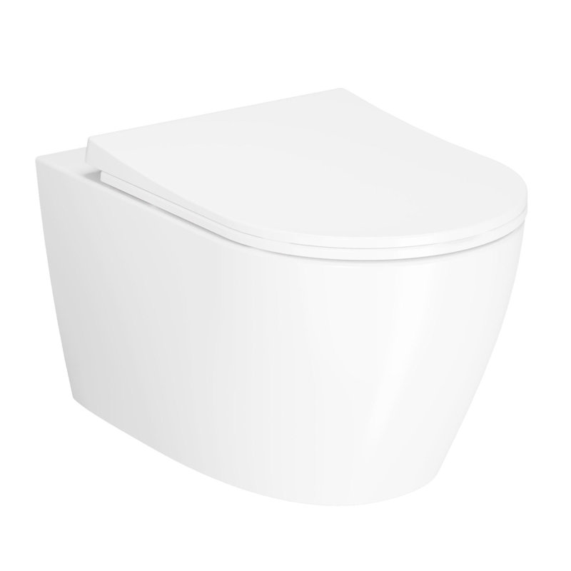 Wall-Mounted Elongated Toilet, Comfort Height Tankless Design with Dual Flush, Ultra-Thin Soft-Close Seat