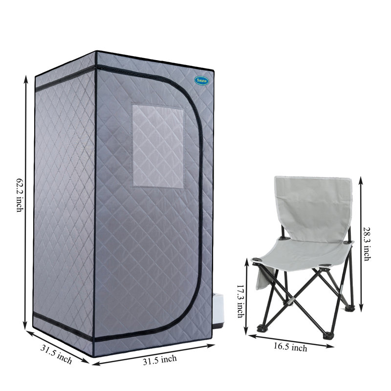 Portable Black Full Size Steam Sauna Tent–personal Home Spa, With Steam Generator, Remote Control, Foldable Chair, Pvc Pipes