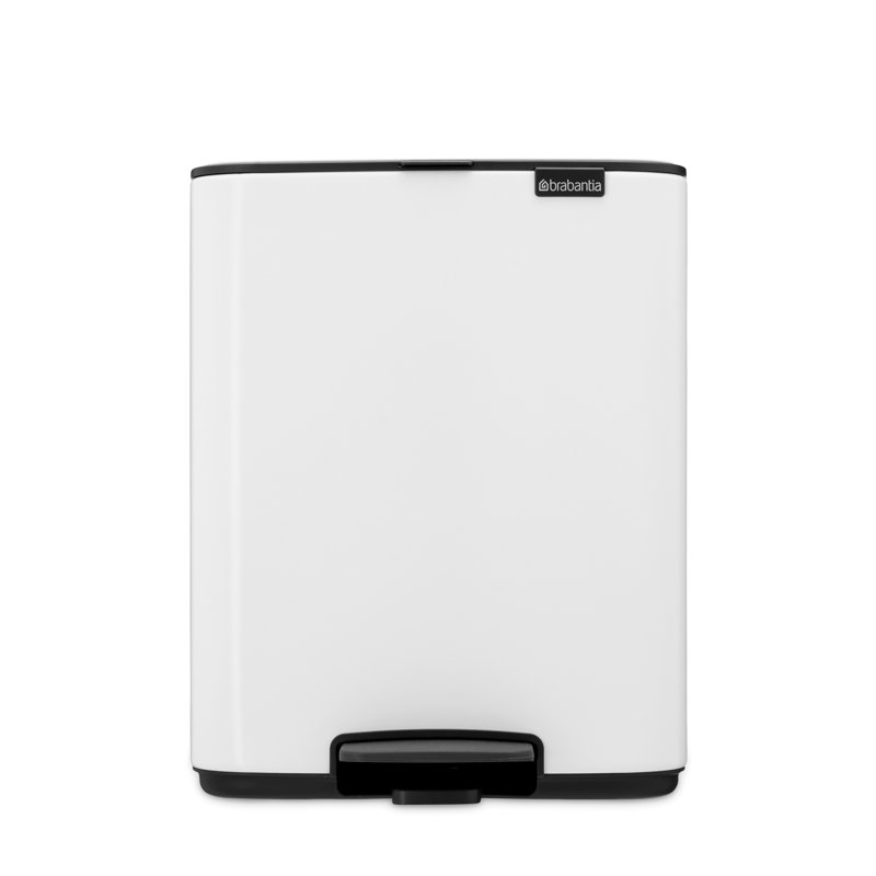 Brabantia Bo Pedal Bin, White, 36.9cm H x 29.2cm W x 26.3cm D, 12 L