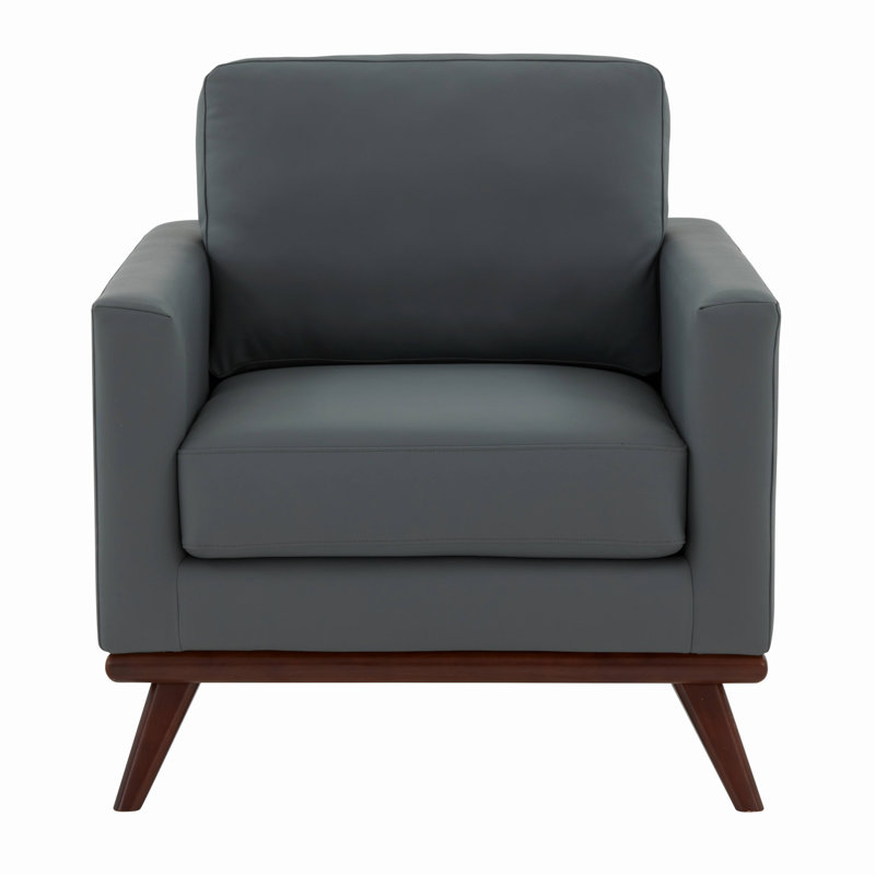 Khadeshia Mid-Century Modern Accent Chair, Lounge Chair, Armchair, Reading Chair with Leather/Mesh Upholstery and Birch Wood Legs