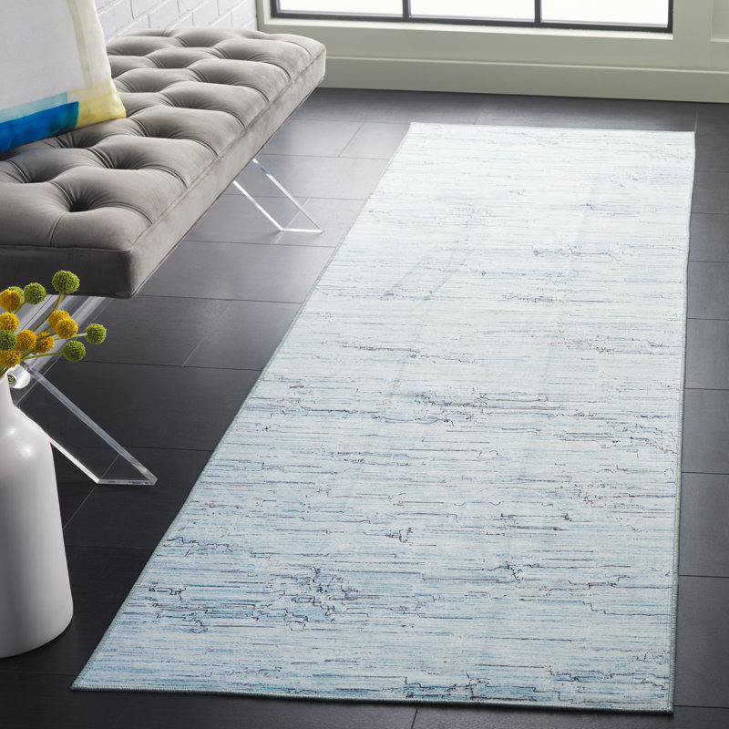Tapis gris / turquoise Kochyar 914, Tapis de couloir 2 pi 6 po x 8 pi