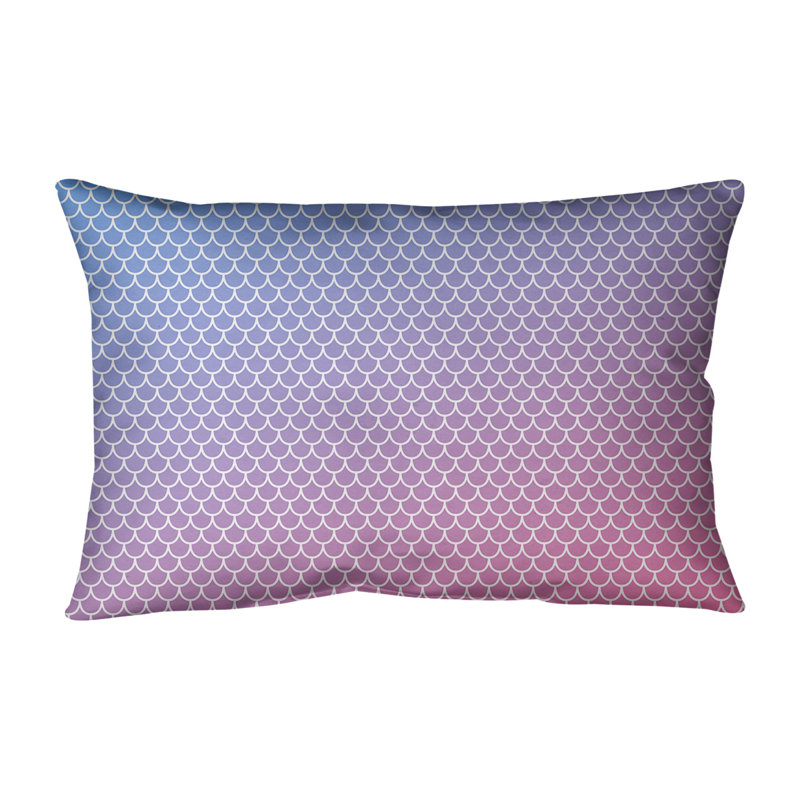 Coussin Mermaid Scales, Bourre en polyester, Bleu / rose / rose, H 21,5 po x l 31 po