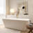 67"Square-Shaped Freestanding Soaking Bathtub Solid Surface Soaking Tubs