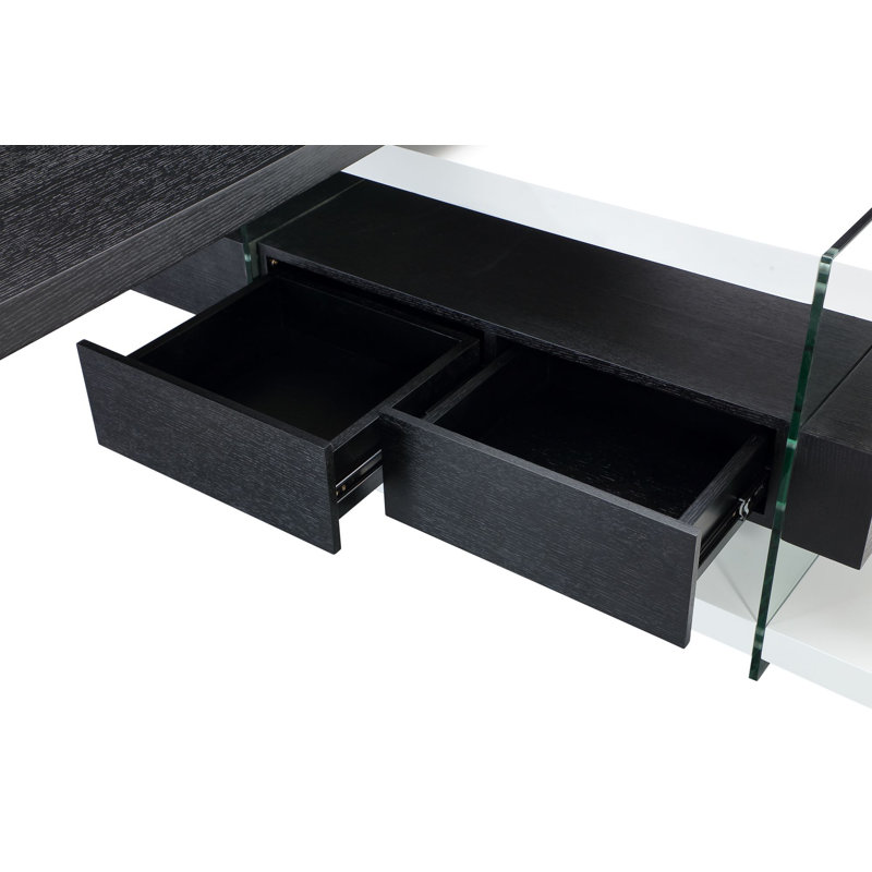 Asotin L-Shaped Glass Base Executive Desk