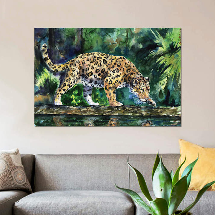 «Leopard Print» par George Dyachencko - reproduction sur toile, H 8 po x l 12 po x P 0,75 po, Toile tendue, Pas de tapis