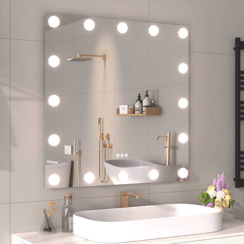 Miroir de salle de bain avec lumières Hollywood, 32 po x 32 po