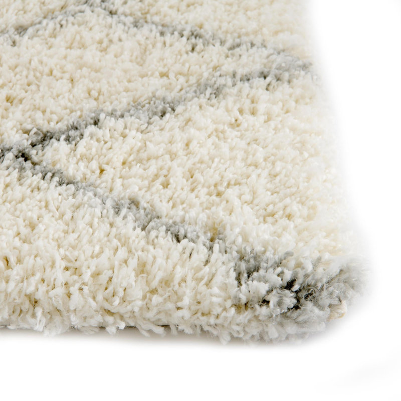 Tapis en polypropylène tissé à la machine en ivoire / gris, Rectangle 7 pi x 10 pi
