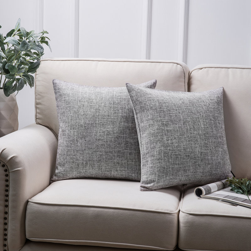  Coussin carré, Gris clair, H 20 po x l 20 po, Housse de coussin seulement - sans coussin