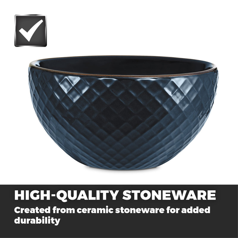 16 Piece Stoneware Dinnerware Set - Service for 4, Midnight Blue
