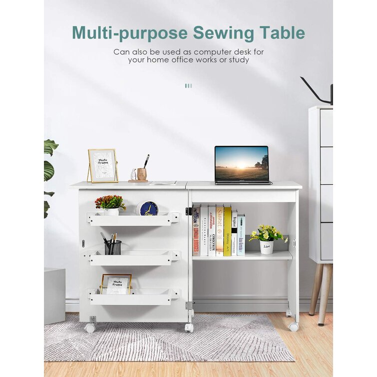 HOMECHO 47'' x 16'' Foldable Sewing Table with Sewing Machine