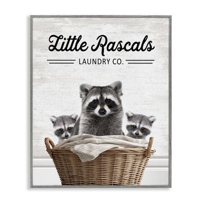 Petits ratons laveurs, giclée encadrée, design par lettré et doublé
