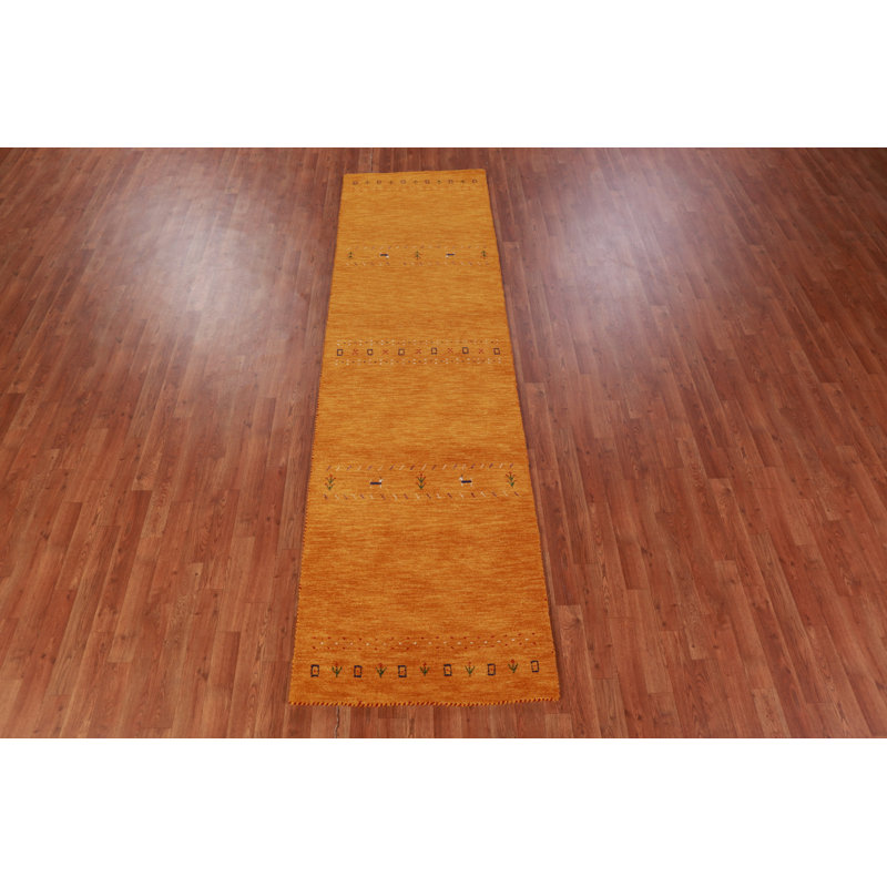 Orange Gabbeh Indian Runner Rug 3x10