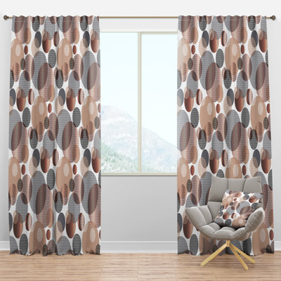Circular Abstract Retro Geometric XIII - Mid-Century Curtain - Velvet Room darkening - 1 panel