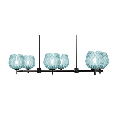 Fausley 6 Light Island Light Shown With 6" Smoke Textured Glass