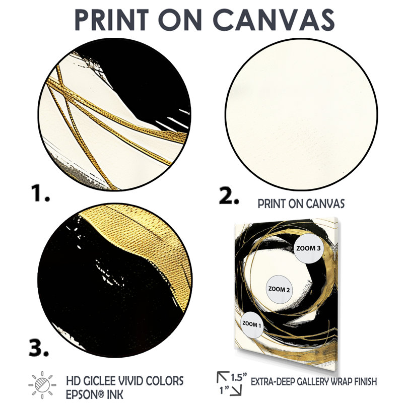 Gold Glamour Circle III - reproduction d'art sur toile tendue, H 40 po x l 30 po x 1,5 po