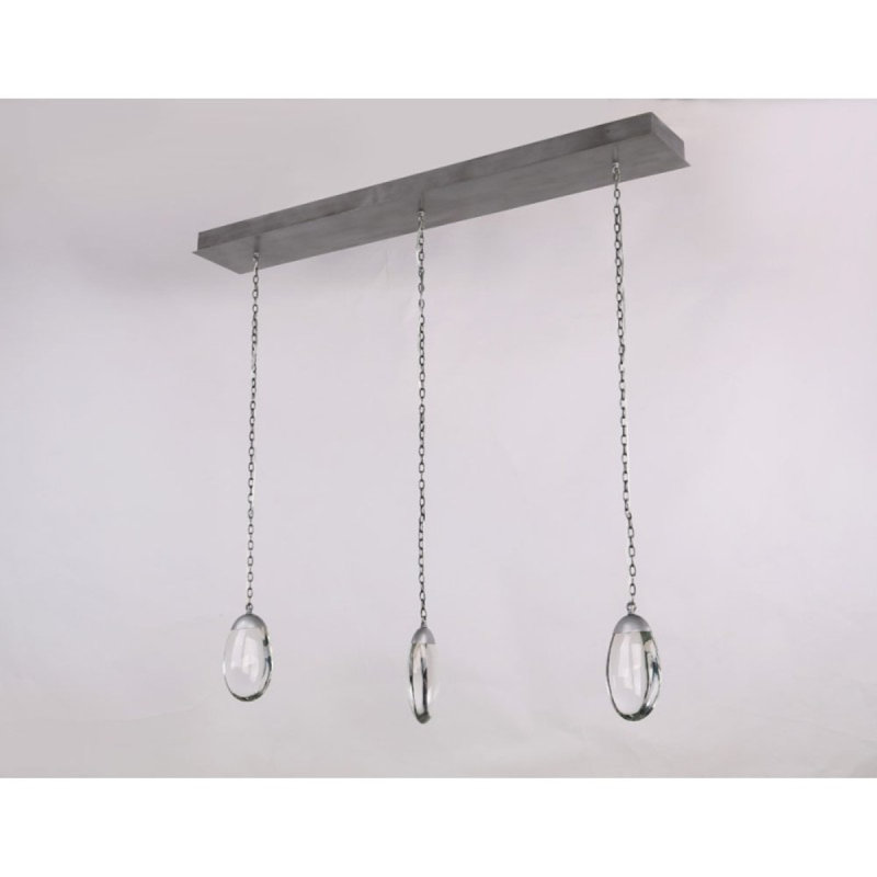 Lustre linéaire léger galet céleste, H 6 po x l 36 po x P 5 po, Bronze poli, Fumée