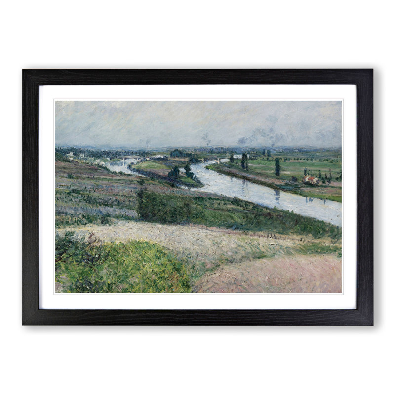 View of the River Seine by Gustave Caillebotte - Picture Frame Painting, Black, 27cm H x 36cm W x 2cm D