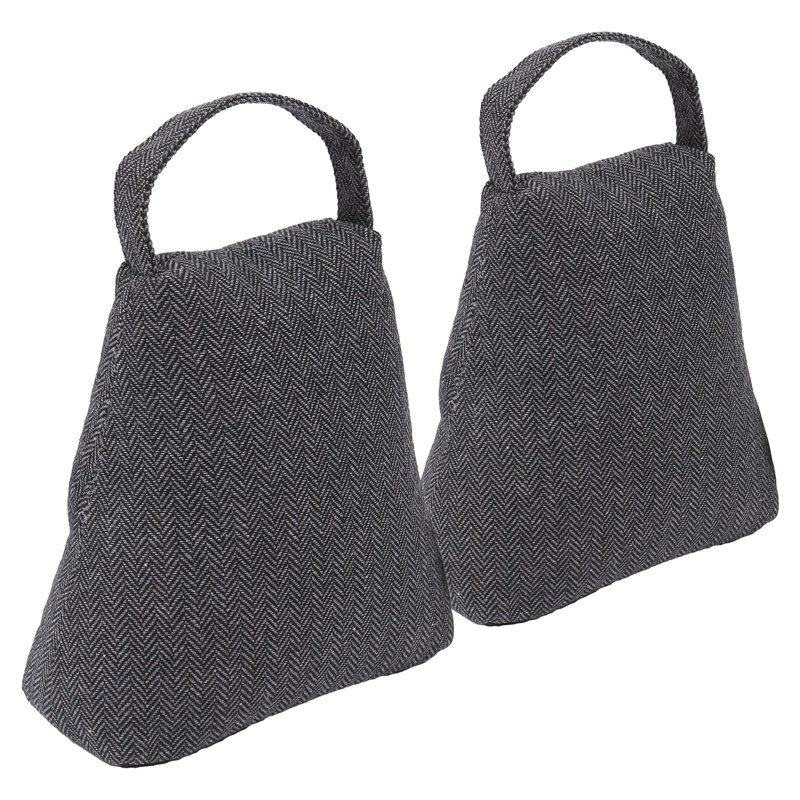 Nicola Spring - Triangular Herringbone Fabric Door Stop with Handle - Set of 2