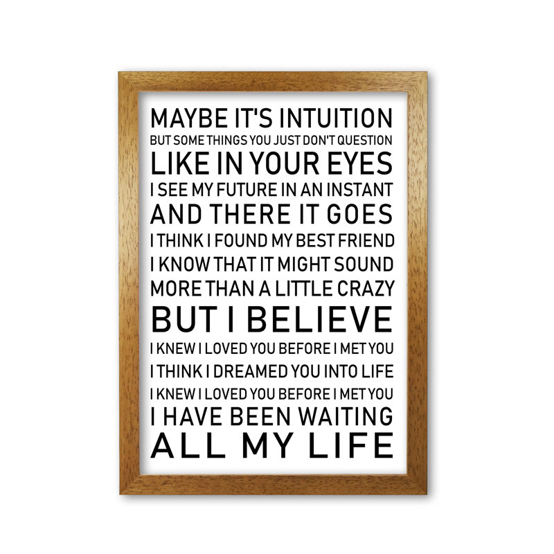 I Knew I Loved You - Print, Honey Oak Frame, 42 cm H x 30 cm W x 5 cm D